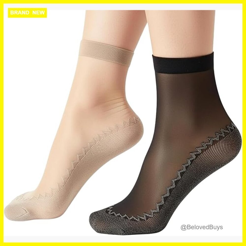 12 Pairs Thin Ankle Socks Anti-Slip Reinforced Sole Women's Size 4-9